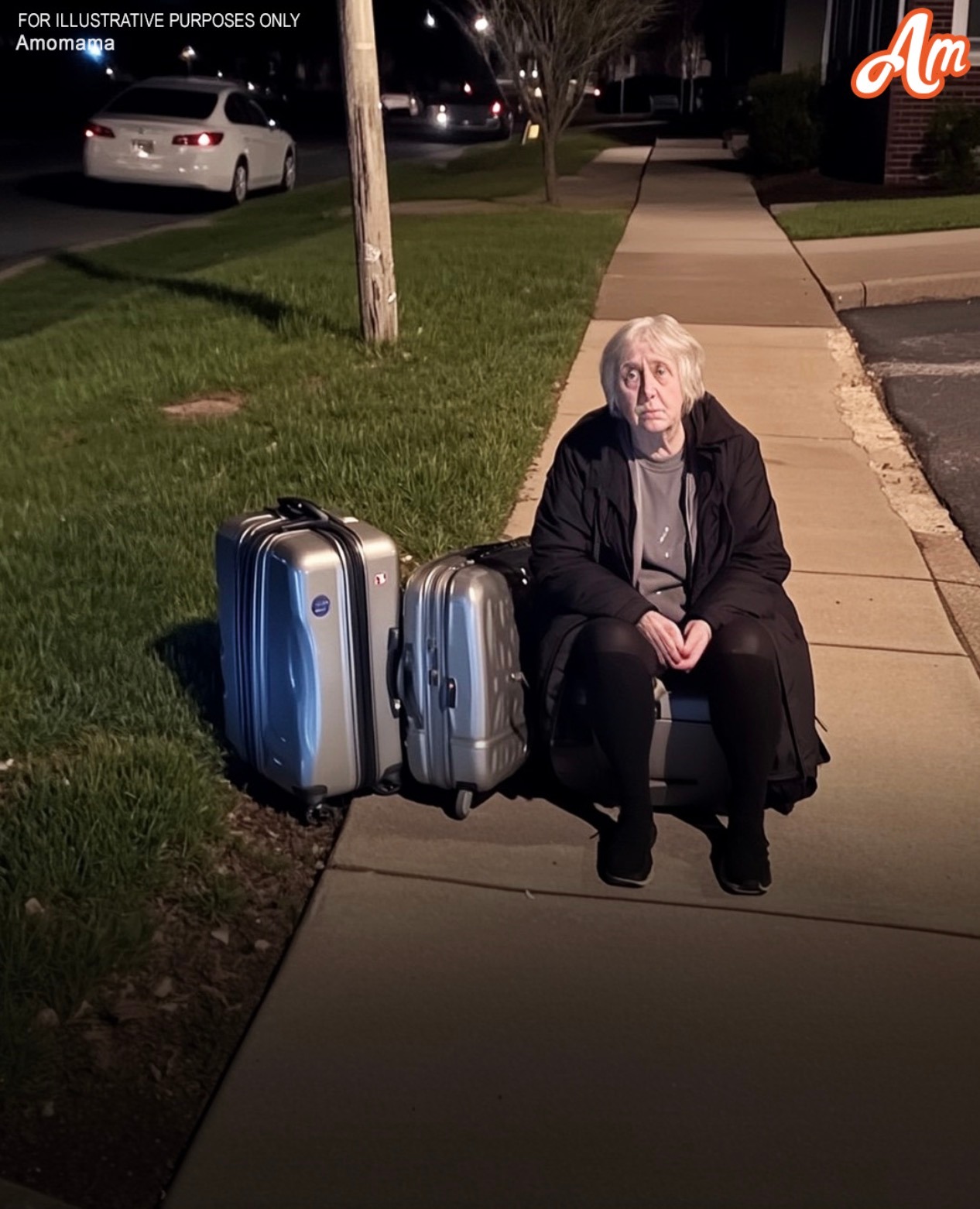 A wealthy landlord evicts a struggling elderly woman from her rental home, only to arrive at a family dinner and find her sitting at the table