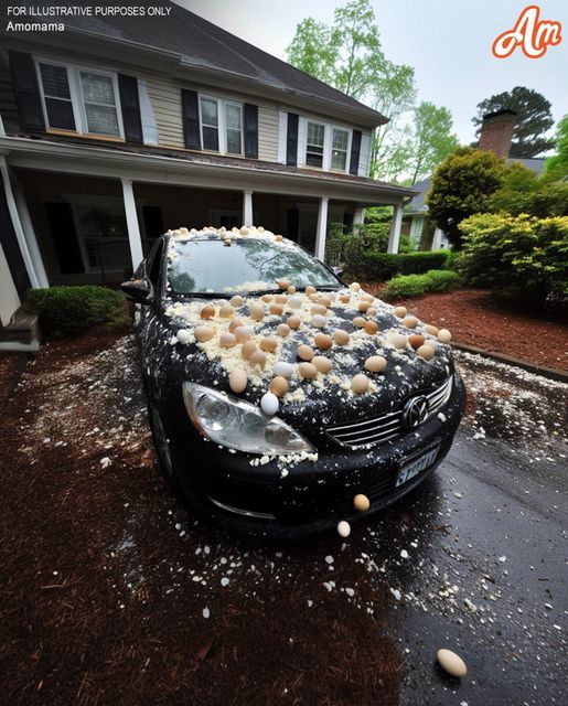 My neighbor pelted my car with eggs because he claimed it obstructed the view of his Halloween decorations