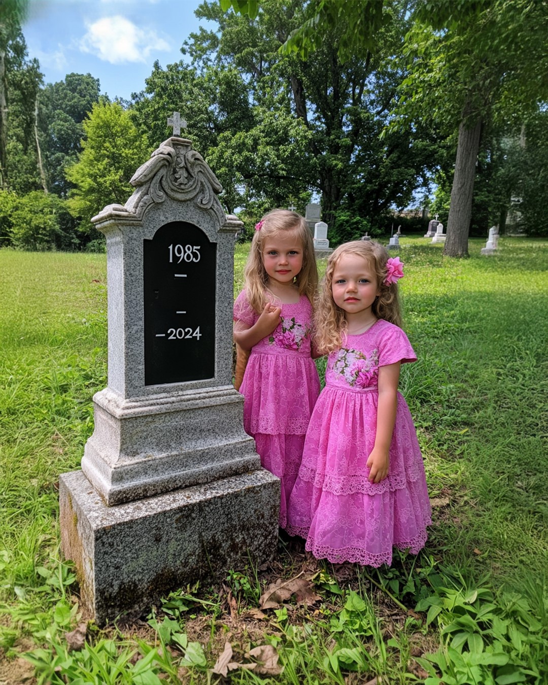 Girls Visit Dads Grave to Show Their New Dresses as He Asked, See 2 Boxes with Their Names