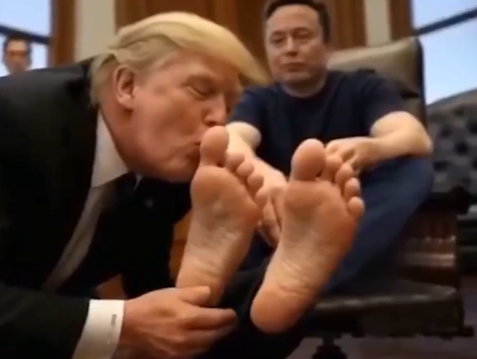 Donald Trump kissing Elon Musks feet